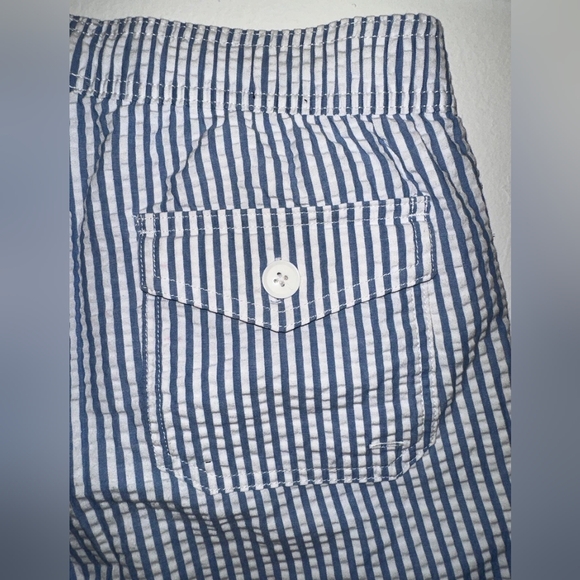 J Crew Swim Trunks Mens Medium Blue White Seersucker Lined 6" Shorts Surf Flex - Picture 9 of 12